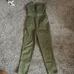 Olive Green Strapless Jumpsuit